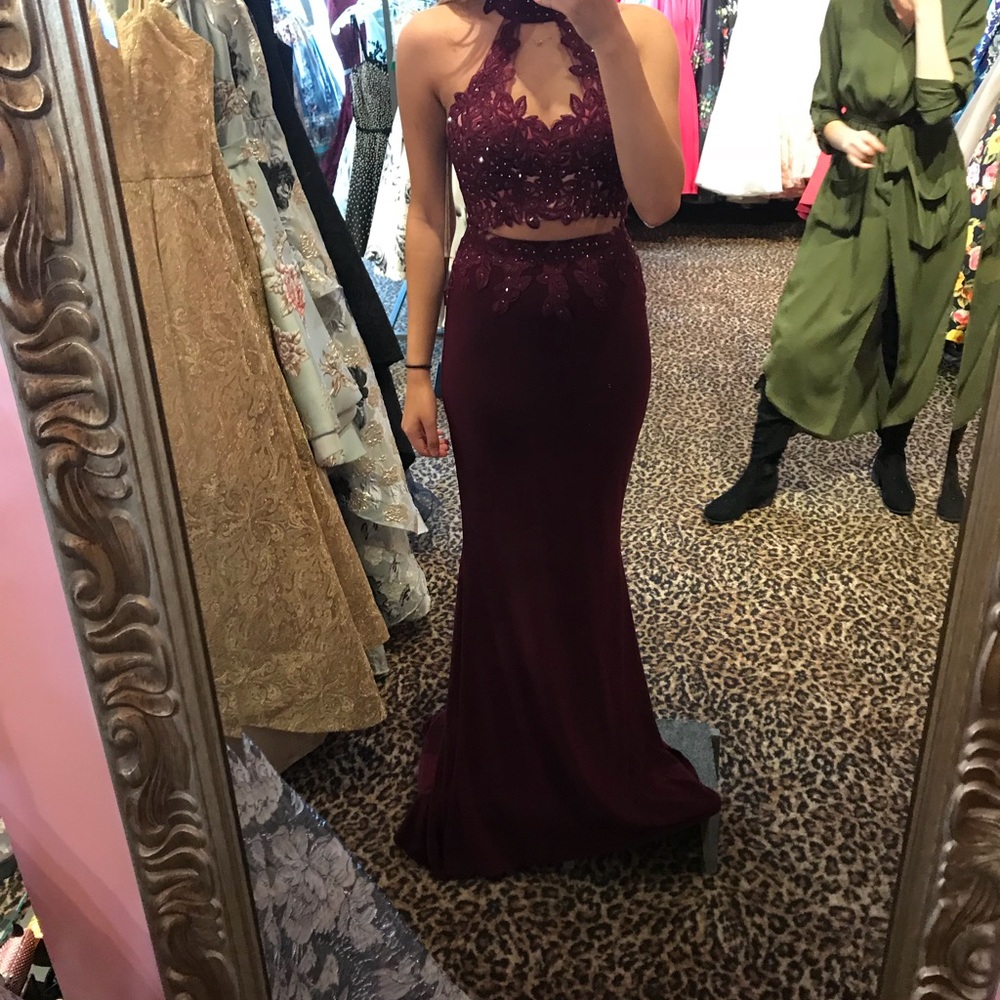 Two piece fitted prom dress